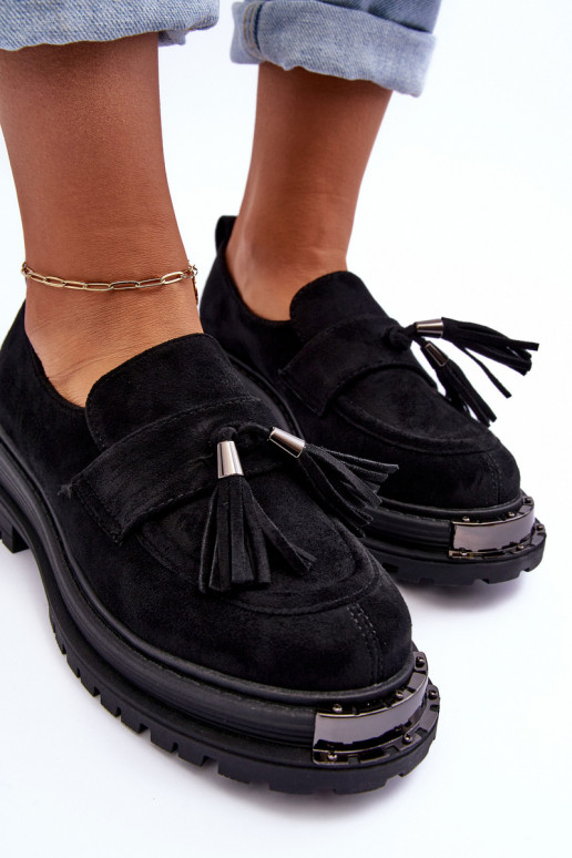 Women's Suede Loafers Black Ramvli