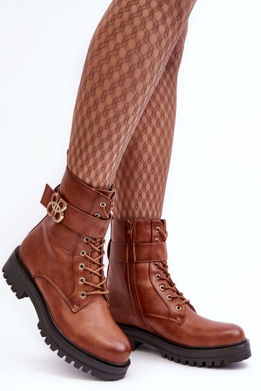 Botki Workery Damskie Na SuwakwithOzdobą Brązowe Ciossava