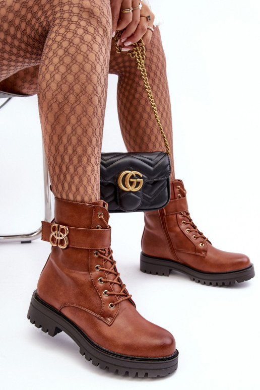 Botki Workery Damskie Na SuwakwithOzdobą Brązowe Ciossava