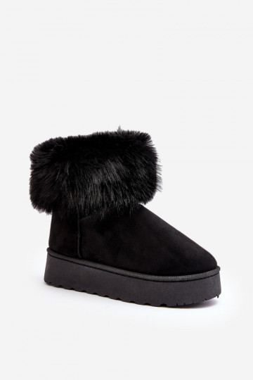 Women's Platform Snowboots with Fur Black Mancy