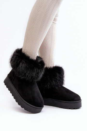 Women's Platform Snowboots with Fur Black Mancy 2