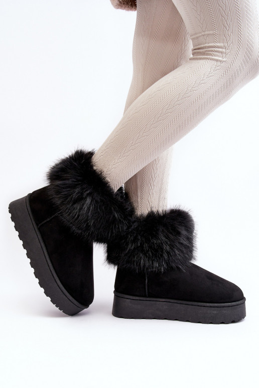 Women's Platform Snowboots with Fur Black Mancy