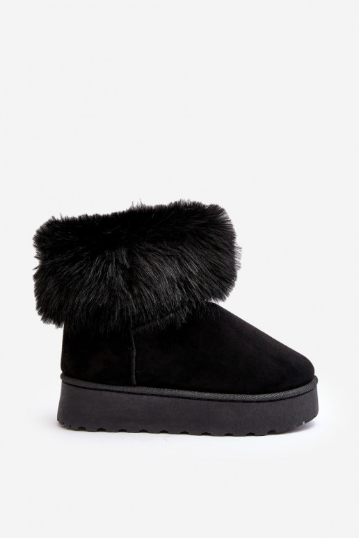 Women's Platform Snowboots with Fur Black Mancy