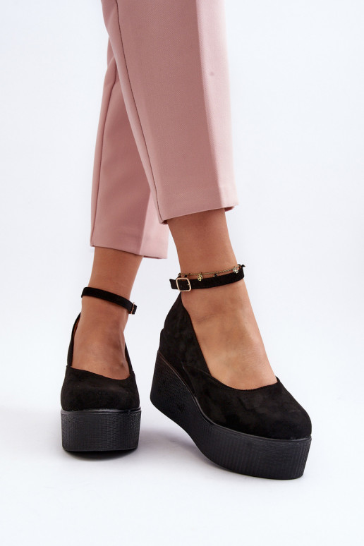 Damskie Espadryle Na Koturnie Czarne Malla