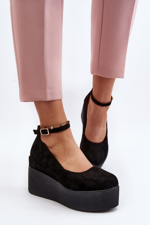 Damskie Espadryle Na Koturnie Czarne Malla