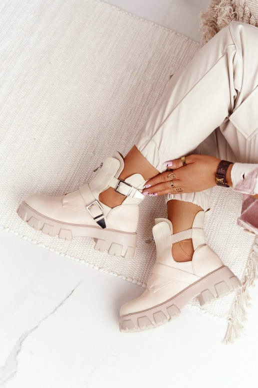 Women's Boots On A Platform Beige Cosmic Love