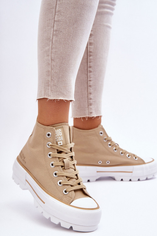 High Fabric Platform Sneakers Big Star LL274160 Beige