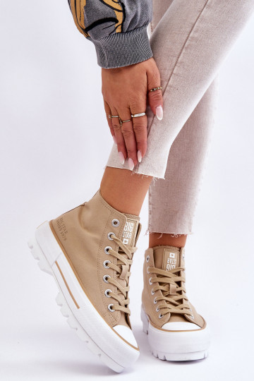 High Fabric Platform Sneakers Big Star LL274160 Beige 2