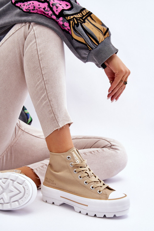 High Fabric Platform Sneakers Big Star LL274160 Beige