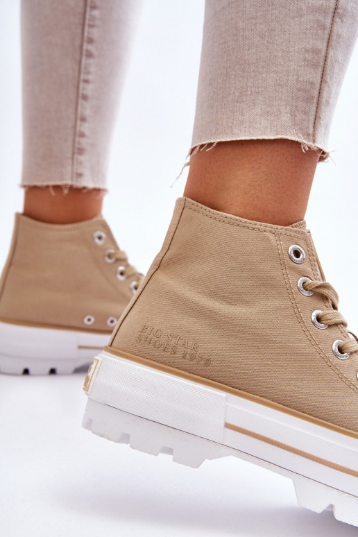 High Fabric Platform Sneakers Big Star LL274160 Beige