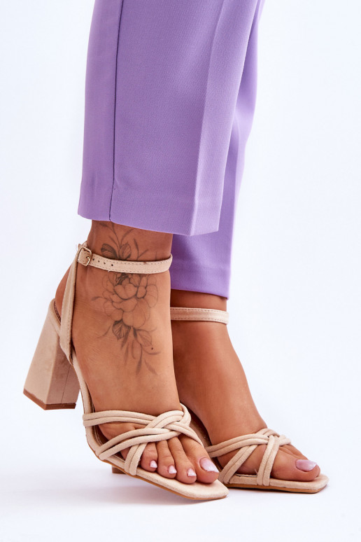 Classic Suede Heel Sandals Beige Bernett