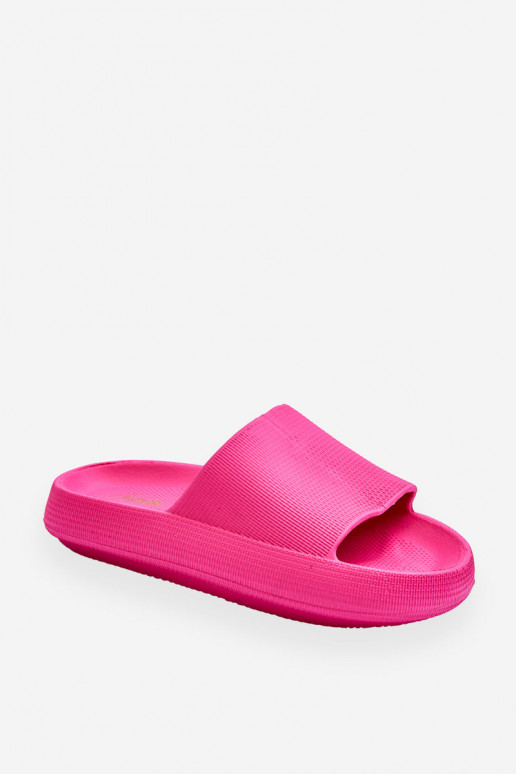 Fashion Foam Slippers On Chunky Platform Fuchsia Linnea