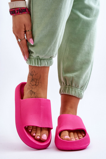 Fashion Foam Slippers On Chunky Platform Fuchsia Linnea 2