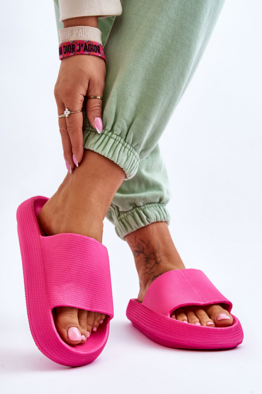 Fashion Foam Slippers On Chunky Platform Fuchsia Linnea