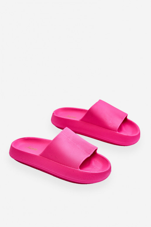 Fashion Foam Slippers On Chunky Platform Fuchsia Linnea