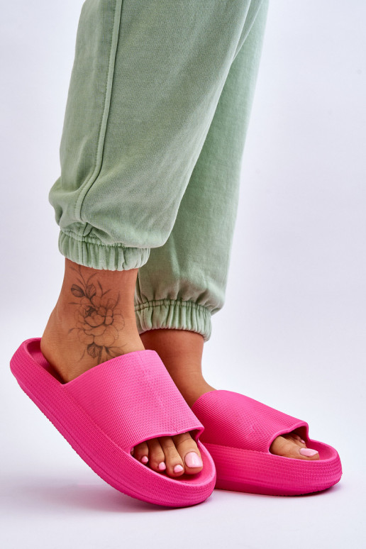 Fashion Foam Slippers On Chunky Platform Fuchsia Linnea