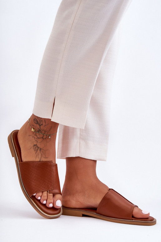 Klapki Damskie Skórzane Camel Harmony