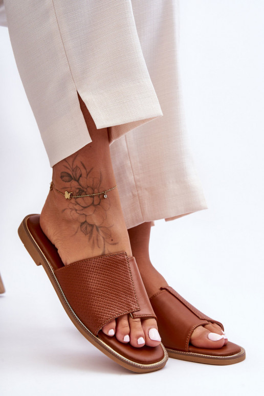 Women's Leather Slippers Camel Harmony