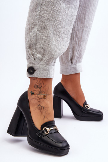 Stylish Leather Pumps Black Rouse