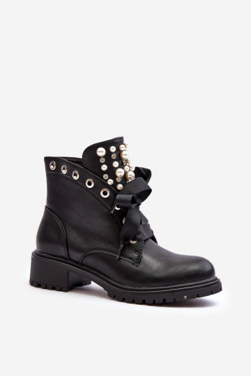 Decorated Women's Boots with Zipper Black Elonte 2