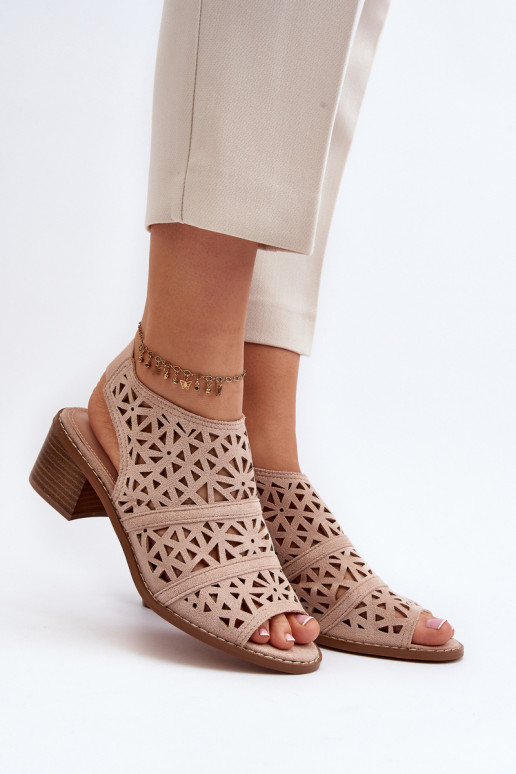 Lace Sandals with High Heels Nude Serapina