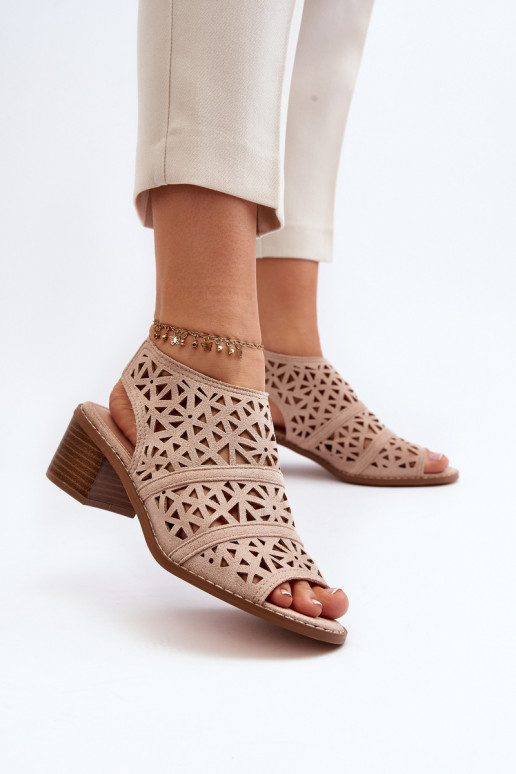Lace Sandals with High Heels Nude Serapina