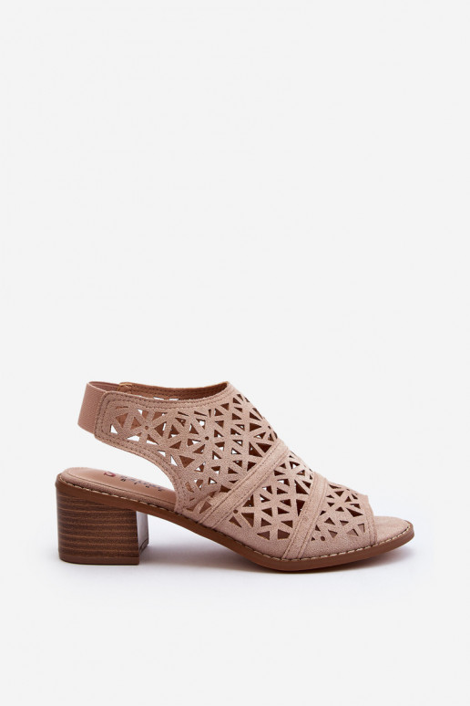 Lace Sandals with High Heels Nude Serapina