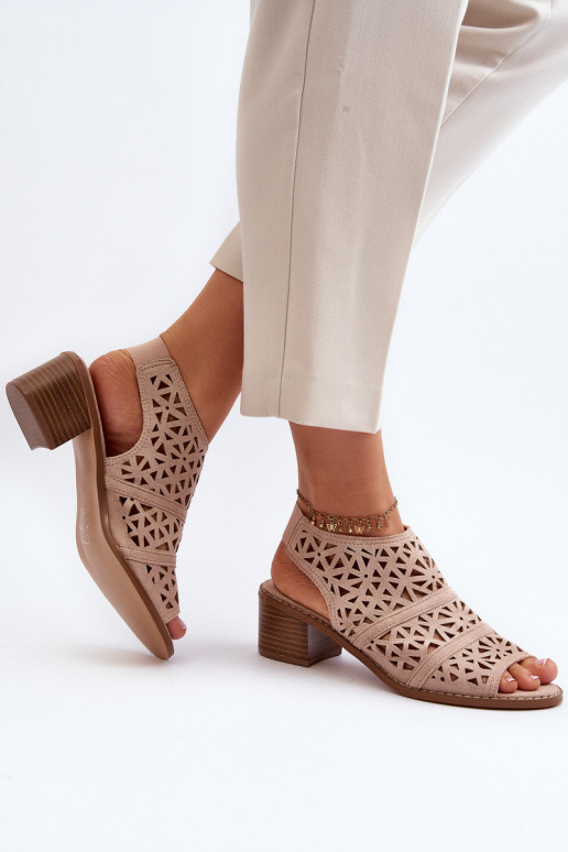 Lace Sandals with High Heels Nude Serapina
