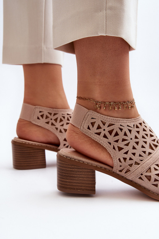 Lace Sandals with High Heels Nude Serapina
