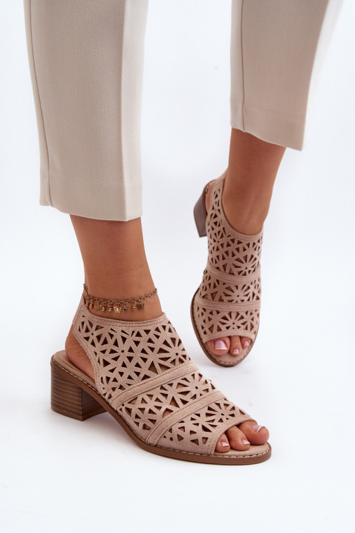 Lace Sandals with High Heels Nude Serapina