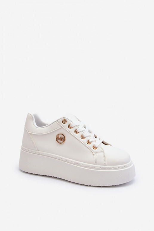 White Women's Low Platform Sneakers Telirra
