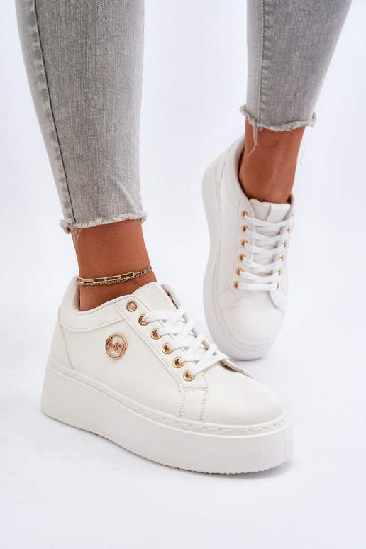 White Women's Low Platform Sneakers Telirra