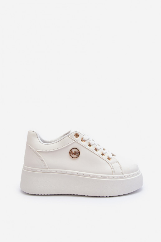White Women's Low Platform Sneakers Telirra
