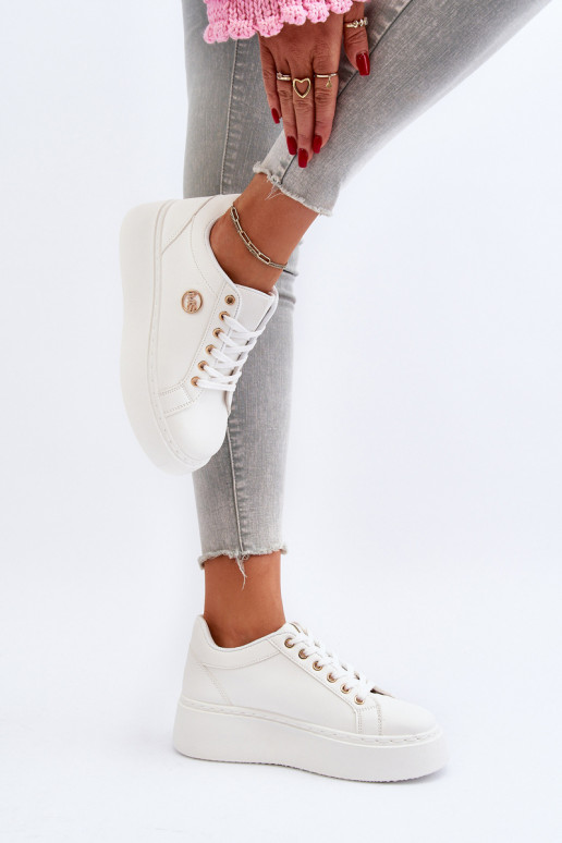 White Women's Low Platform Sneakers Telirra