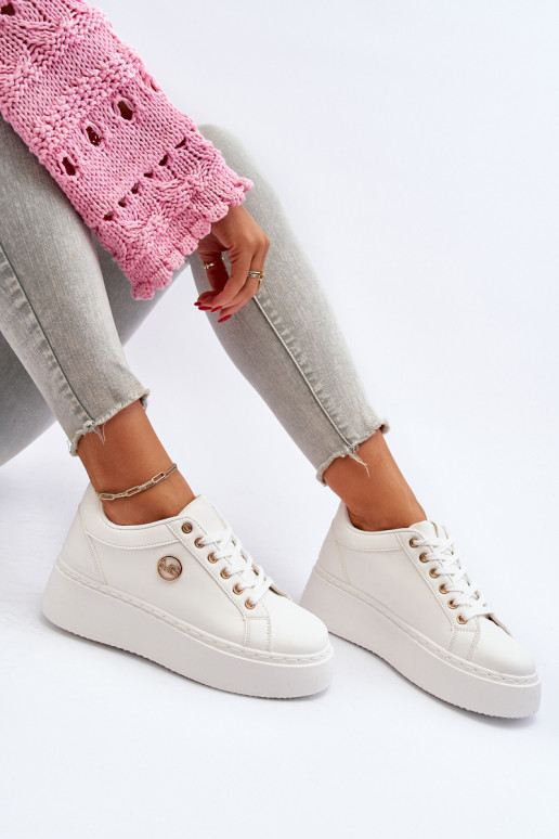 White Women's Low Platform Sneakers Telirra