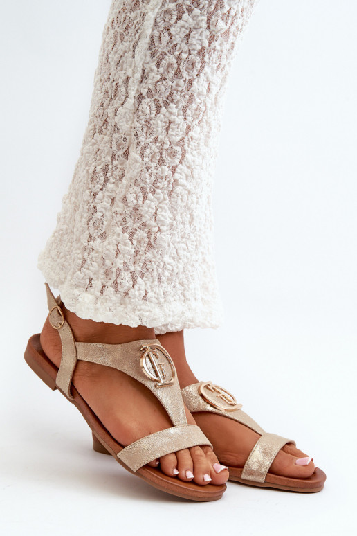 Płaskie Sandały DamskiewithOzdobą S.Barski KV27-051 Złote