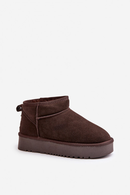 Women's Suede Snow Boots On Platform Brown Nereviana