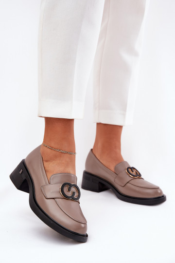 Leather Moccasins On Heel Vinceza 18102 Beige 2