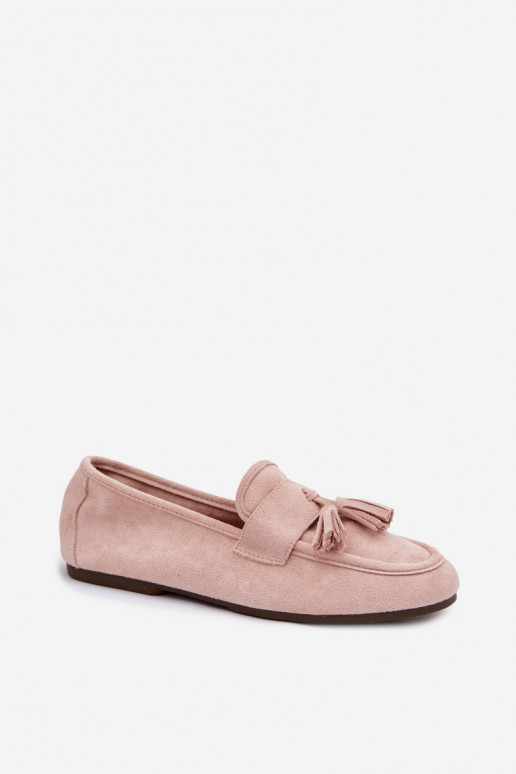 Women's Flat Loafers with Fringes Light Pink Marilisse