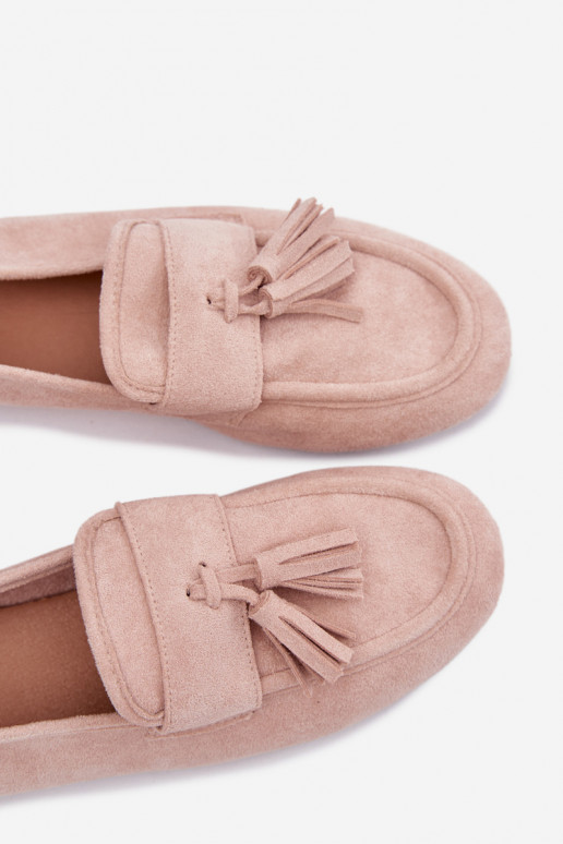 Women's Flat Loafers with Fringes Light Pink Marilisse