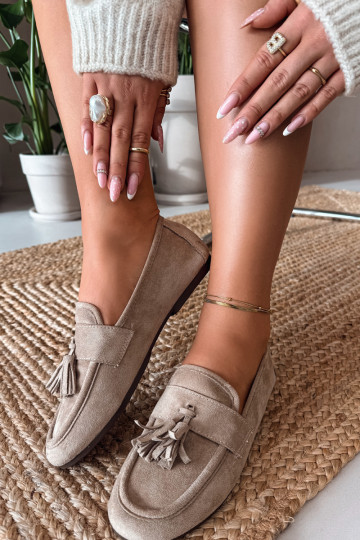 Women's Flat Loafers with Fringes Beige Marilisse 2