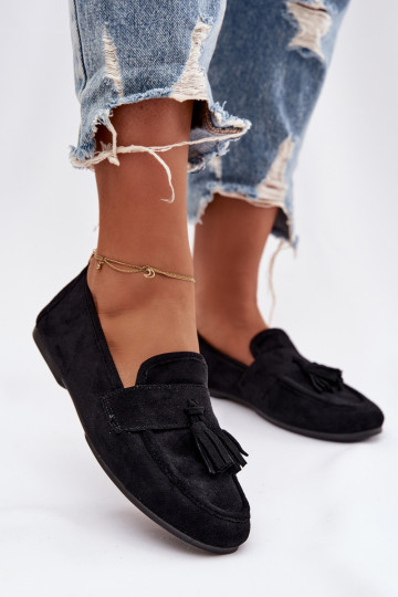 Women's Flat Loafers with Fringes Black Marilisse 2