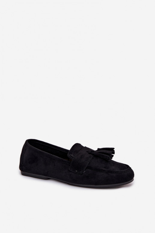 Women's Flat Loafers with Fringes Black Marilisse