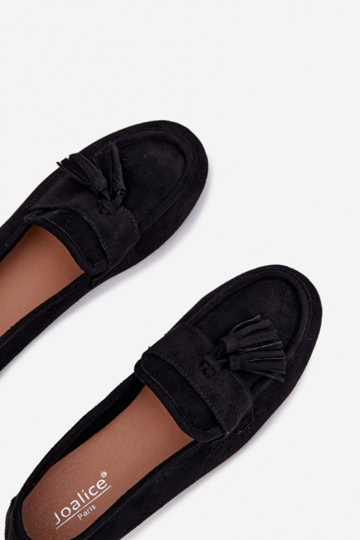 Women's Flat Loafers with Fringes Black Marilisse