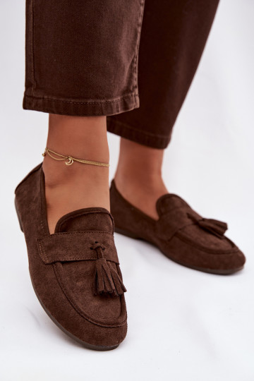 Women's Flat Loafers with Fringes Chocolate Marilisse