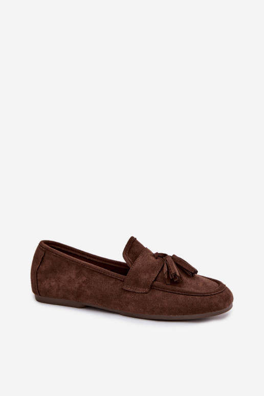 Women's Flat Loafers with Fringes Chocolate Marilisse