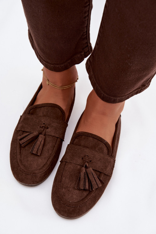 Women's Flat Loafers with Fringes Chocolate Marilisse