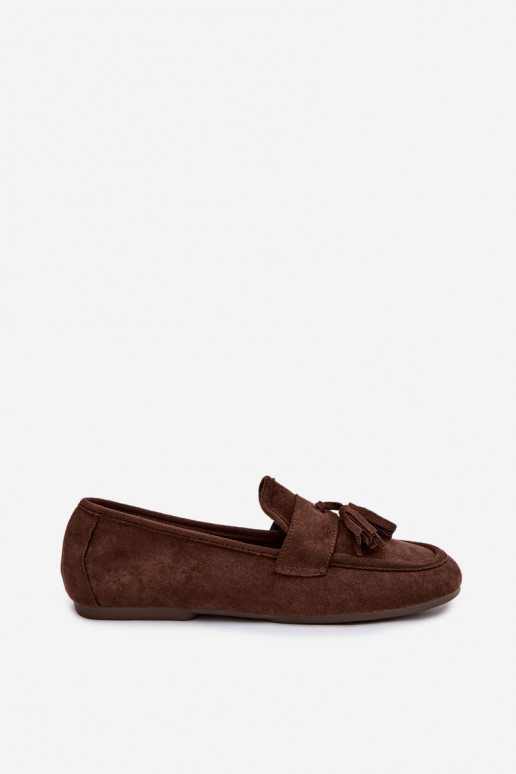 Women's Flat Loafers with Fringes Chocolate Marilisse
