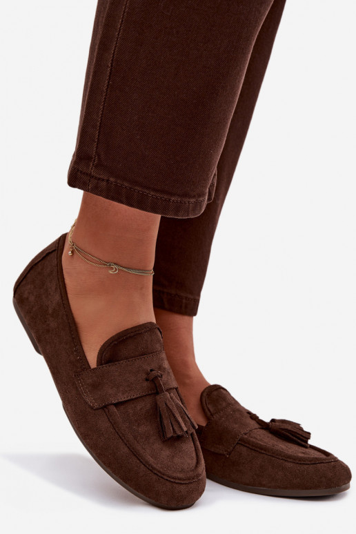 Women's Flat Loafers with Fringes Chocolate Marilisse