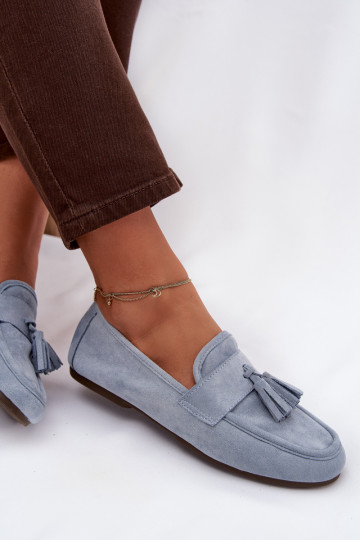 Women's Flat Loafers with Fringes Blue Marilisse